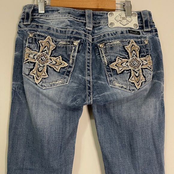 Miss Me Jeans Size 27 Blue Signature Skinny Leg Low Rise Denim Bottoms - Picture 9 of 13